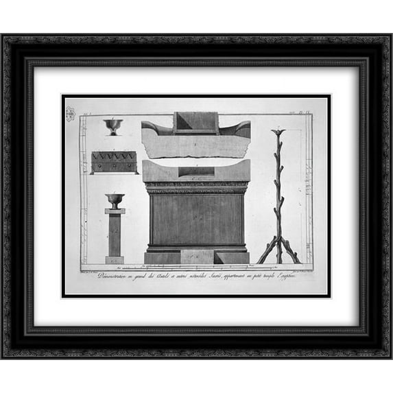 Giovanni Battista Piranesi 2x Matted 24x20 Black Ornate Framed Art Print 'Altar and sacred furnishings of the Egyptian Temple'