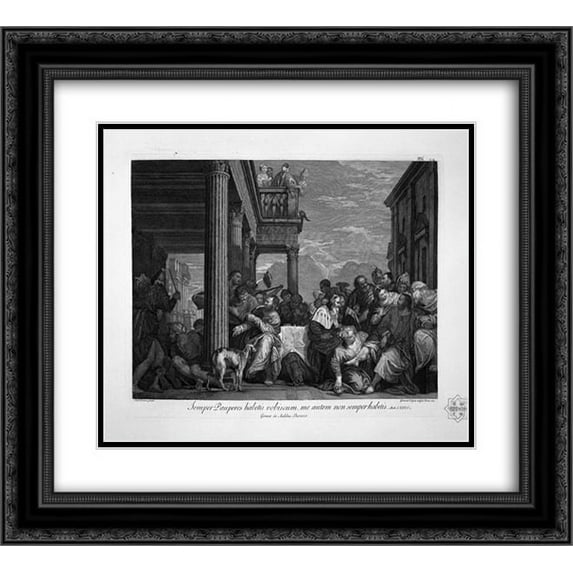 Giovanni Battista Piranesi 2x Matted 24x20 Black Ornate Framed Art Print 'Ganymede carried off by the eagle'
