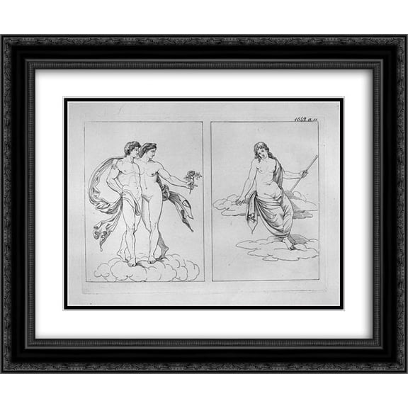 Giovanni Battista Piranesi 2x Matted 24x20 Black Ornate Framed Art Print 'Gemini and Virgo'