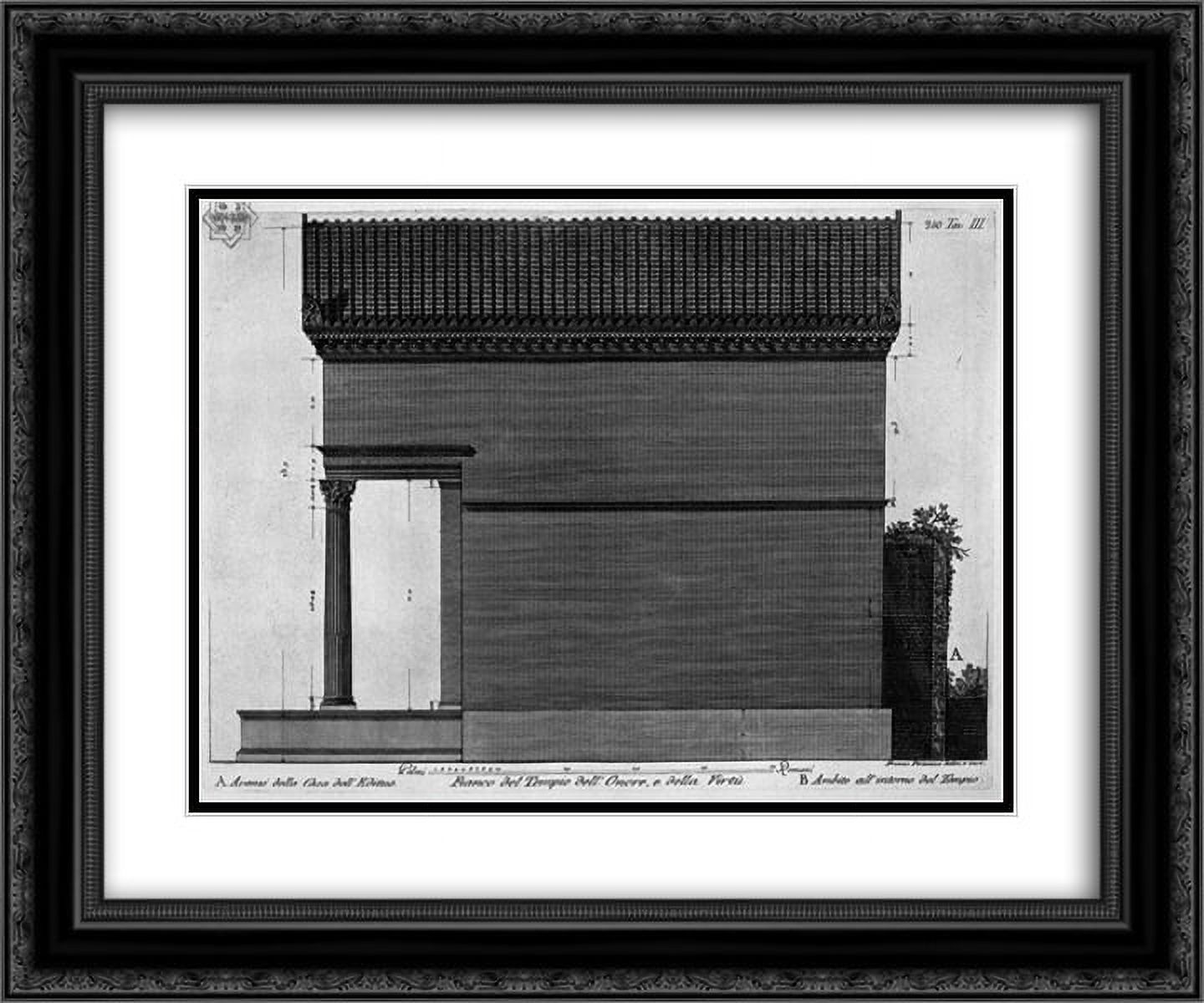 Giovanni Battista Piranesi 2x Matted 24x20 Black Ornate Framed Art Print 'Side of the Temple of Honor and Virtue'