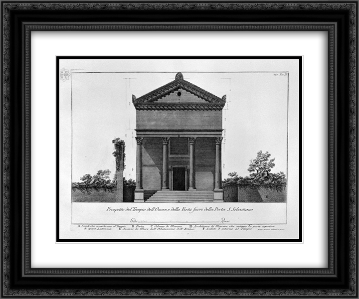 Giovanni Battista Piranesi 2x Matted 24x20 Black Ornate Framed Art Print 'Statement of the Temple of Honor and Virtue out of Port St Sebastian'