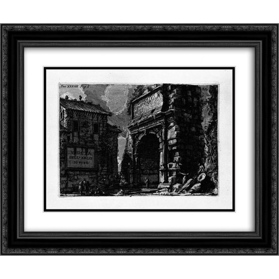 Giovanni Battista Piranesi 2x Matted 24x20 Black Ornate Framed Art Print 'The Roman antiquities, t. 1, Plate XXXIV. Veduta with Arch of Titus.'