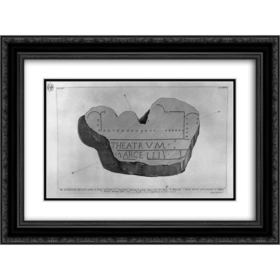 Giovanni Battista Piranesi 2x Matted 24x20 Black Ornate Framed Art Print 'The Roman antiquities, t. 4, Plate XXVI. Another plan of the Theatre of Marcellus.'