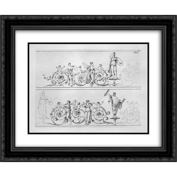 Giovanni Battista Piranesi 2x Matted 24x20 Black Ornate Framed Art Print 'Two friezes'