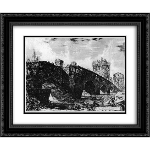 Giovanni Battista Piranesi 2x Matted 24x20 Black Ornate Framed Art Print 'Vedute di Roma'