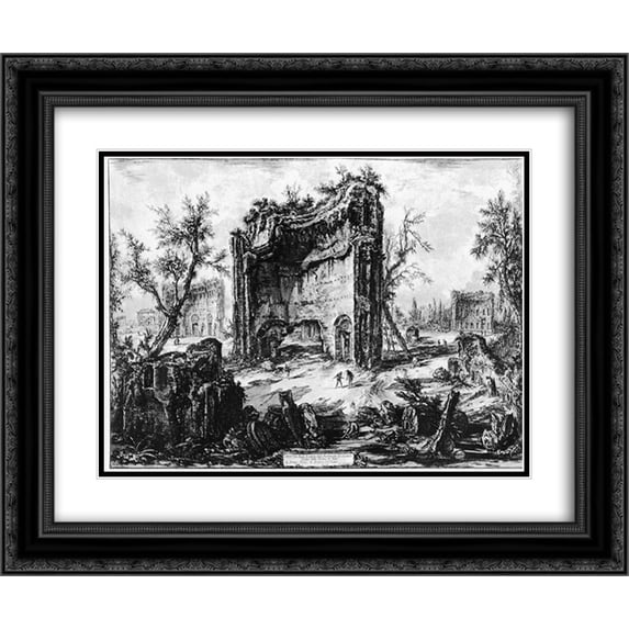 Giovanni Battista Piranesi 2x Matted 24x20 Black Ornate Framed Art Print 'Vedute di Roma'