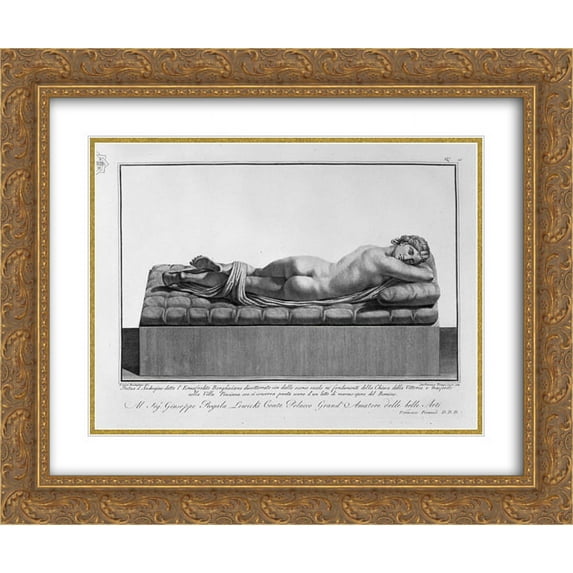 Giovanni Battista Piranesi 2x Matted 24x20 Gold Ornate Framed Art Print 'Borghese hermaphrodite'