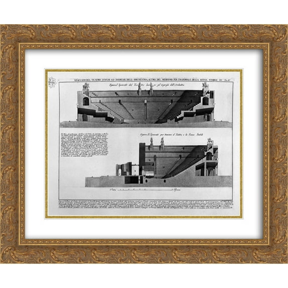 Giovanni Battista Piranesi 2x Matted 24x20 Gold Ornate Framed Art Print 'Cutaway theater along gl `inputs of` More of the same orchestra for crosswise stability of the scene'