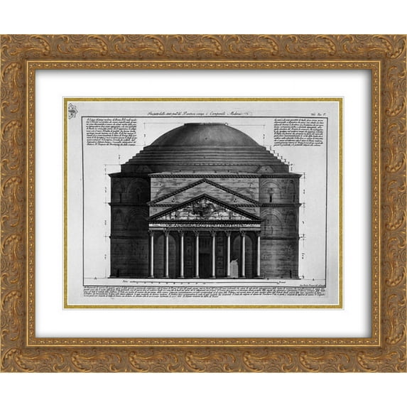 Giovanni Battista Piranesi 2x Matted 24x20 Gold Ornate Framed Art Print 'Face of the balance of the Pantheon without roesent Modern Bell'