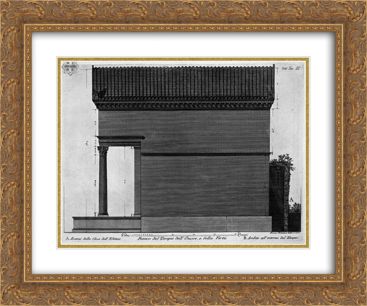 Giovanni Battista Piranesi 2x Matted 24x20 Gold Ornate Framed Art Print 'Side of the Temple of Honor and Virtue'