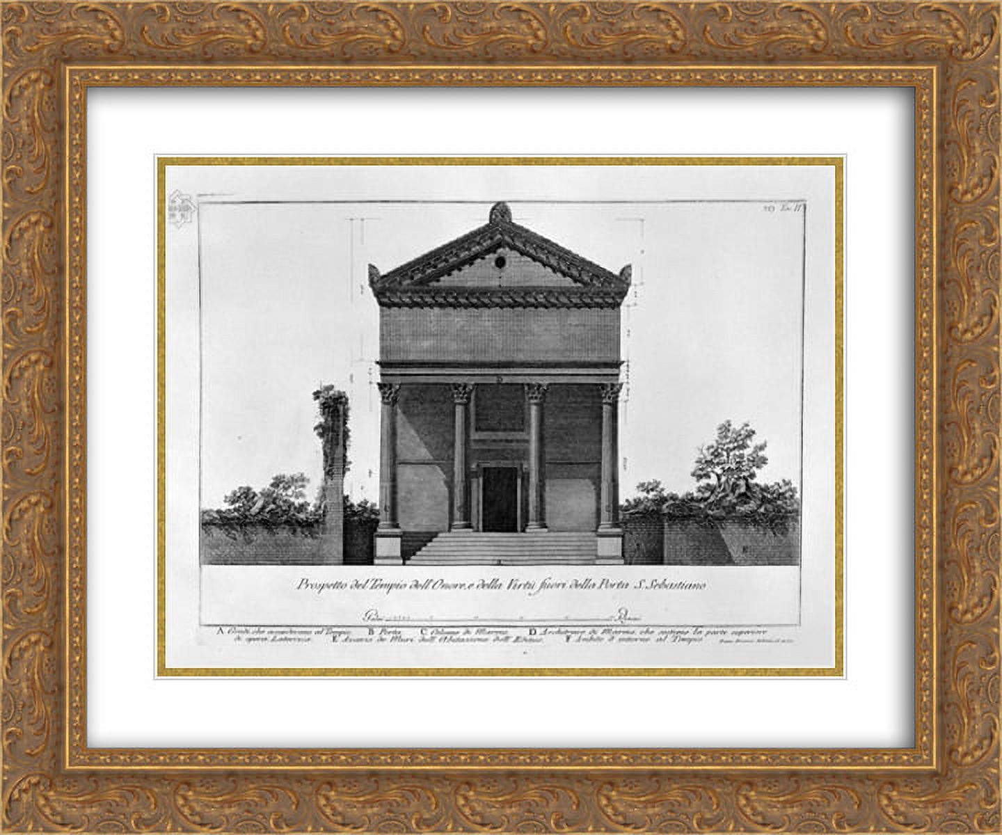 Giovanni Battista Piranesi 2x Matted 24x20 Gold Ornate Framed Art Print 'Statement of the Temple of Honor and Virtue out of Port St Sebastian'