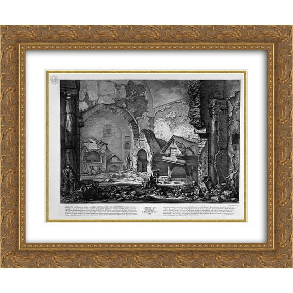 Giovanni Battista Piranesi 2x Matted 24x20 Gold Ornate Framed Art Print 'The Roman antiquities, t. 2, Plate IX. Plan of the burial chambers of `Liberti, and Family L. Arrunzio.'