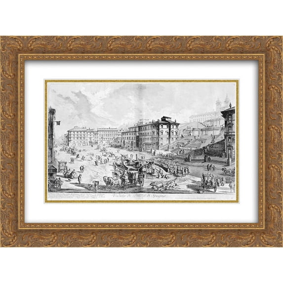 Giovanni Battista Piranesi 2x Matted 24x20 Gold Ornate Framed Art Print 'Vedute di Roma'