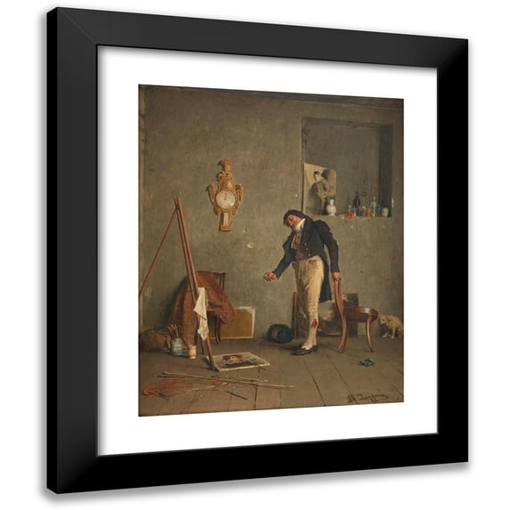 Giovanni Battista Quadrone 15x18 Black Modern Framed Museum Art Print Titled - The Artist in His Studio (1873)