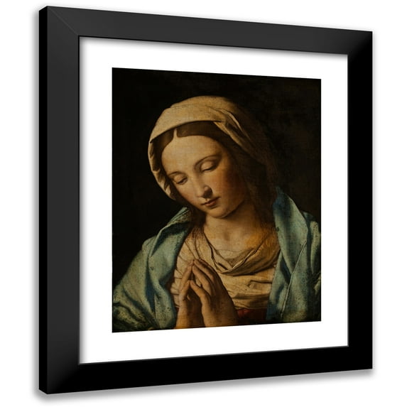 Giovanni Battista Salvi da Sassoferrato 12x14 Black Modern Framed Museum Art Print Titled - Praying Virgin