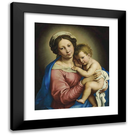 Giovanni Battista Salvi da Sassoferrato 12x14 Black Modern Framed Museum Art Print Titled - The Madonna and Child