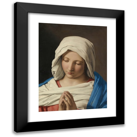 Giovanni Battista Salvi da Sassoferrato 12x14 Black Modern Framed Museum Art Print Titled - The Madonna in Prayer