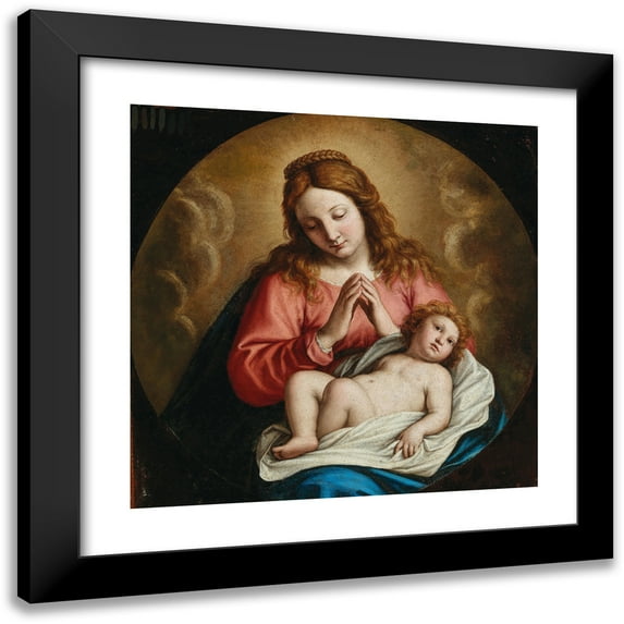 Giovanni Battista Salvi da Sassoferrato 15x15 Black Modern Framed Museum Art Print Titled - The Madonna and Child