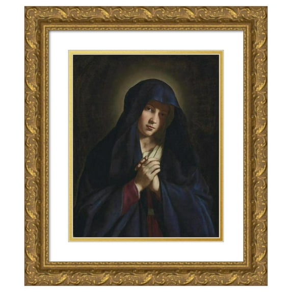 Giovanni Battista Salvi da Sassoferrato 15x18 Gold Ornate Wood Frame and Double Matted Museum Art Print Titled - The Madonna at Prayer