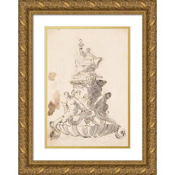 Giovanni Battista Tiepolo 11x14 Gold Ornate Wood Frame and Double Matted Museum Art Print Titled - Study for an Inkstand (ca. 1740-45)