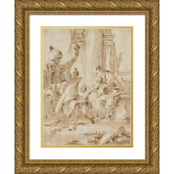 Giovanni Battista Tiepolo 11x14 Gold Ornate Wood Frame and Double Matted Museum Art Print Titled - The Adoration of the Magi (C. 1740)