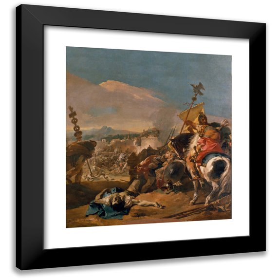 Giovanni Battista Tiepolo 12x13 Black Modern Framed Museum Art Print Titled - The Capture of Carthage (1725-29)