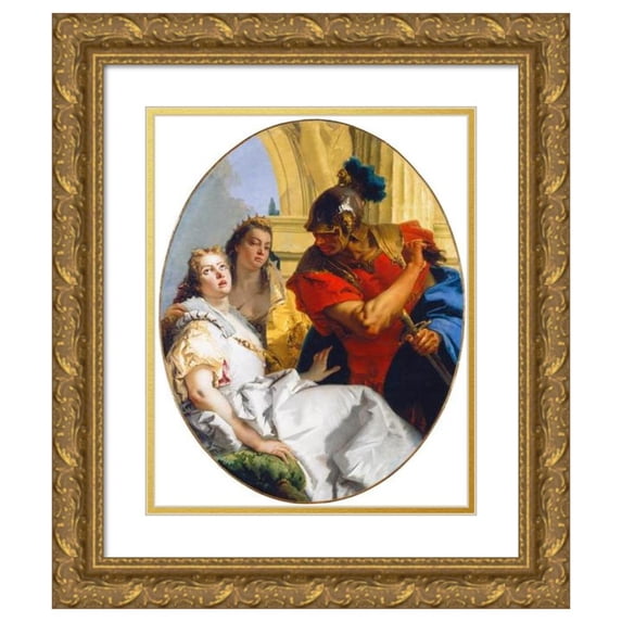 Giovanni Battista Tiepolo 12x14 Gold Ornate Wood Frame and Double Matted Museum Art Print Titled - Scene from Ancient History (circa 1750)
