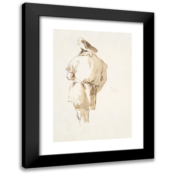 Giovanni Battista Tiepolo 13x18 Black Modern Framed Museum Art Print Titled - Standing Male Figure Seen From&nbsp;Behind (ca.&nbsp;1740-50)