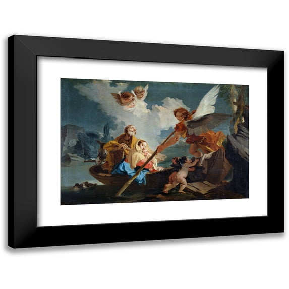 Giovanni Battista Tiepolo 14x11 Black Modern Framed Museum Art Print Titled - Flight into Egypt (1750 - 1810)