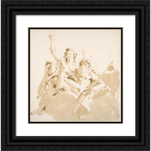 Giovanni Battista Tiepolo 15x15 Black Ornate Wood Framed Double Matted Museum Art Print Titled - Time and Truth. (1696-1770)
