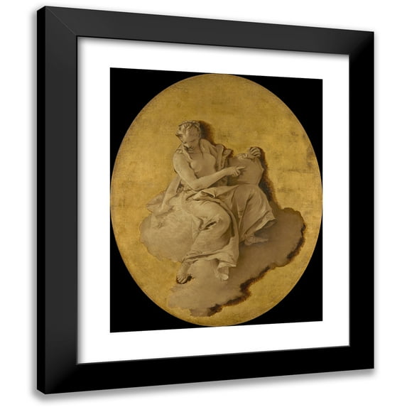 Giovanni Battista Tiepolo 15x18 Black Modern Framed Museum Art Print Titled - Allegorical Figure of a Woman with a Shield or a Mirror (C. 1740 - 1750)