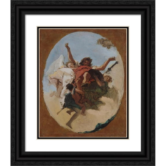 Giovanni Battista Tiepolo 15x18 Black Ornate Wood Framed Double Matted Museum Art Print Titled - The Apotheosis of Saint Roch (ca. 1740-45)