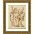 thumbnail image 1 of Giovanni Battista Tiepolo 15x18 Gold Ornate Wood Frame and Double Matted Museum Art Print Titled - Punchinellos Approaching a Woman (Late 1730s), 1 of 4