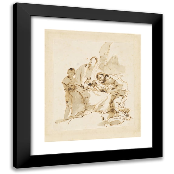 Giovanni Battista Tiepolo 20x23 Black Modern Framed Museum Art Print Titled - The Holy Family (1754-1762)