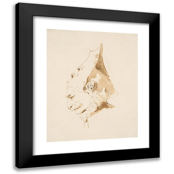 Giovanni Battista Tiepolo 20x24 Black Modern Framed Museum Art Print Titled - Head of a Man in Profile to the Left (ca. 1740-45)