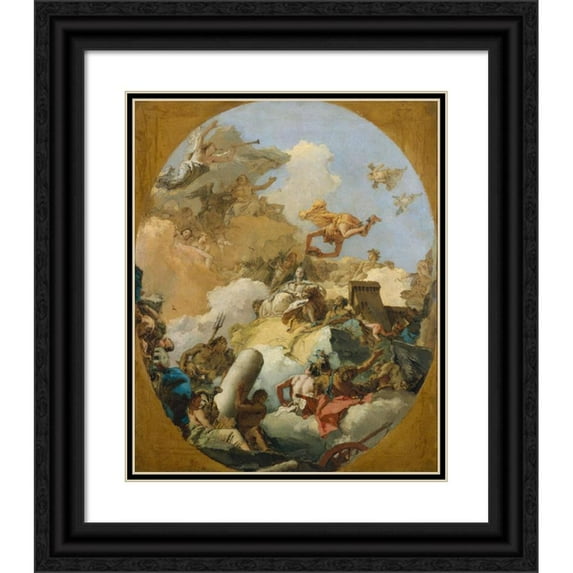 Giovanni Battista Tiepolo 20x24 Black Ornate Framed Double Matted Museum Art Print Titled: The Apotheosis of the Spanish Monarchy (1760s)