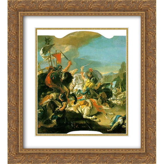 Giovanni Battista Tiepolo 2x Matted 20x22 Gold Ornate Framed Art Print 'Battle of Vercellae'