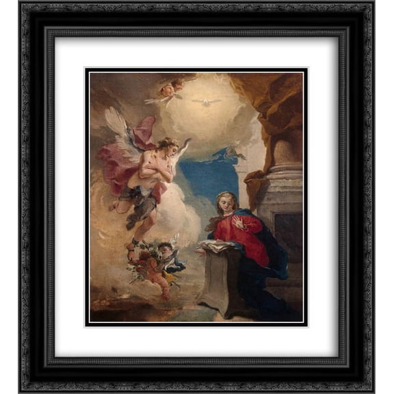 Giovanni Battista Tiepolo 2x Matted 20x24 Black Ornate Framed Art Print 'Annunciation'