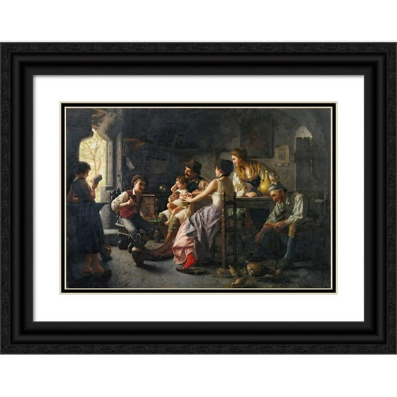 Giovanni Battista Torriglia 14x11 Black Ornate Wood Framed Double Matted Museum Art Print Titled: The Storyteller