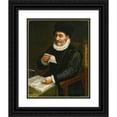 thumbnail image 1 of Giovanni Battista Trotti 20x24 Black Ornate Framed Double Matted Museum Art Print Titled: Portrait of a Man, Seated at a Table with an Open Book, Reading a Letter, 1 of 5