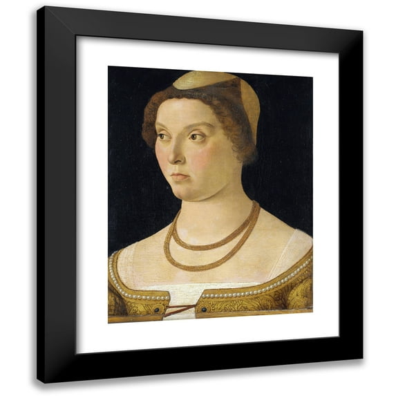 Giovanni Bellini 12x14 Black Modern Framed Museum Art Print Titled - Portrait of a Woman (1450 - 1470)