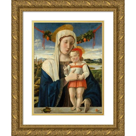 Giovanni Bellini 14x18 Gold Ornate Wood Frame and Double Matted Museum Art Print Titled - Madonna and Child (ca. 1470)