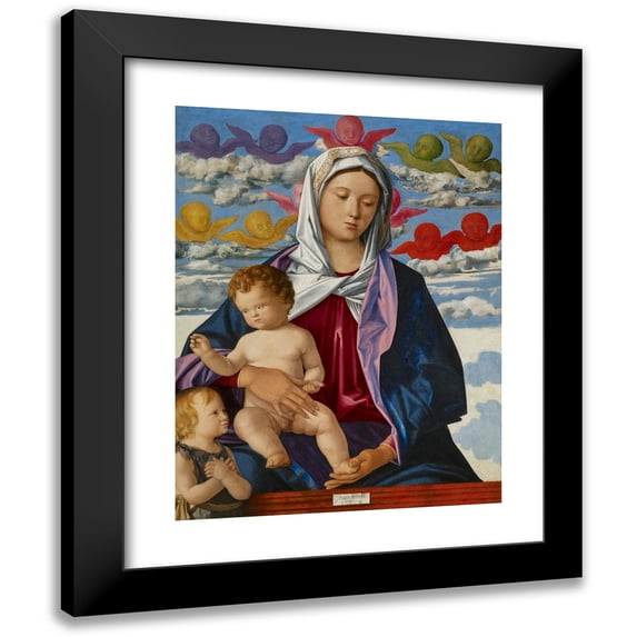 Giovanni Bellini 15x18 Black Modern Framed Museum Art Print Titled - Madonna and Child with St. John the Baptist (1490-1500)