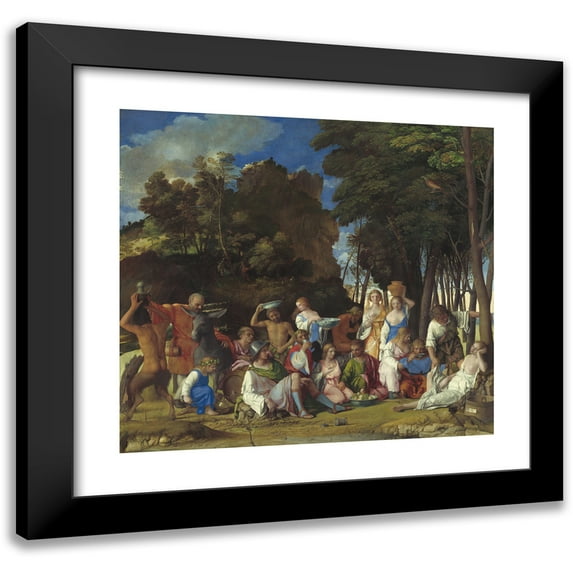 Giovanni Bellini 21x20 Black Modern Framed Museum Art Print Titled - The Feast of the Gods (1514-1529)