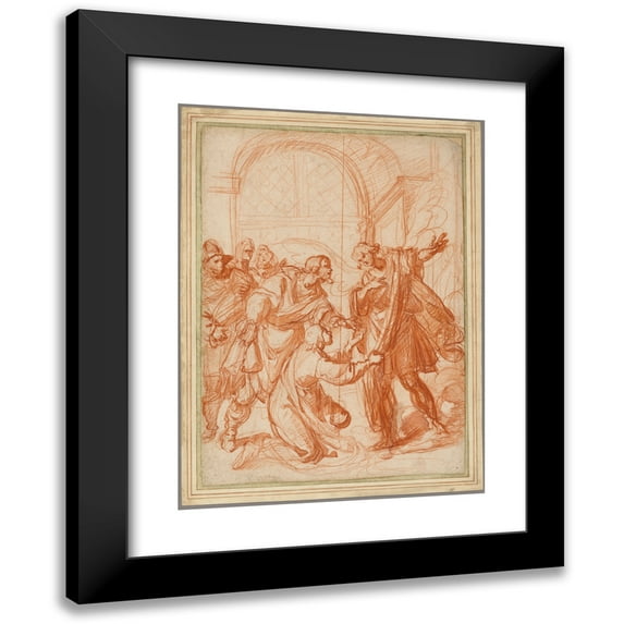 Giovanni Biliverti 19x24 Black Modern Framed Museum Art Print Titled - The Archangel Raphael Refusing Tobias's Gift (1622)