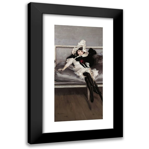 Giovanni Boldini 13x24 Black Modern Framed Museum Art Print Titled - Portrait of Giovineta Erreuriz (1892)