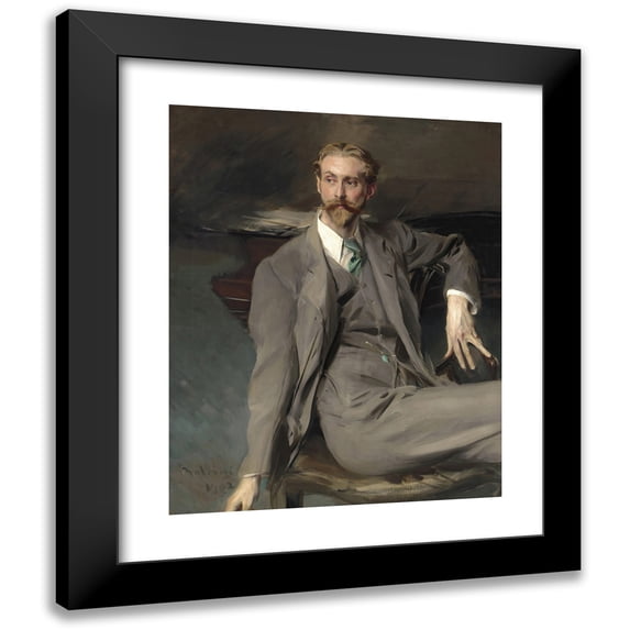 Giovanni Boldini 15x18 Black Modern Framed Museum Art Print Titled - Portrait of the Artist Lawrence Alexander (‘Peter’) Harrison (1902)