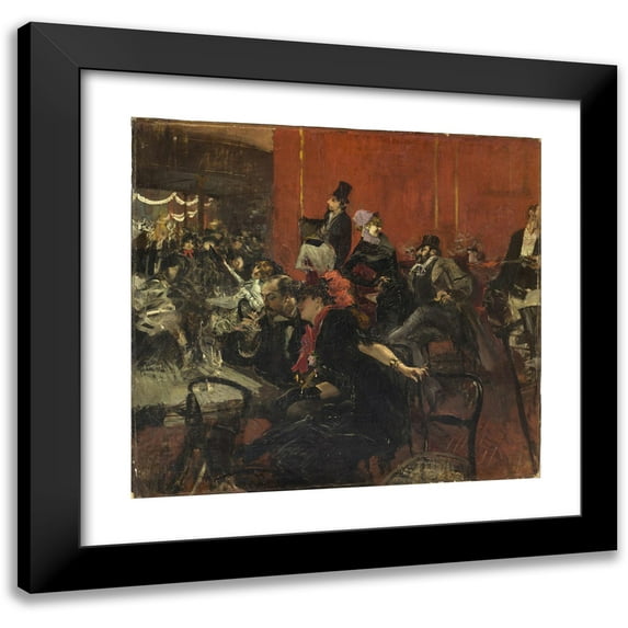 Giovanni Boldini 21x20 Black Modern Framed Museum Art Print Titled - Feast Scene (circa 1889)