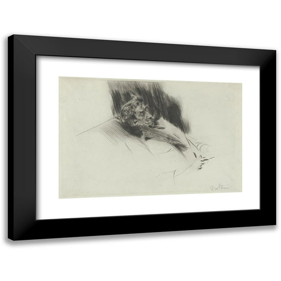 Giovanni Boldini 24x17 Black Modern Framed Museum Art Print Titled - Whistler Asleep (1897)