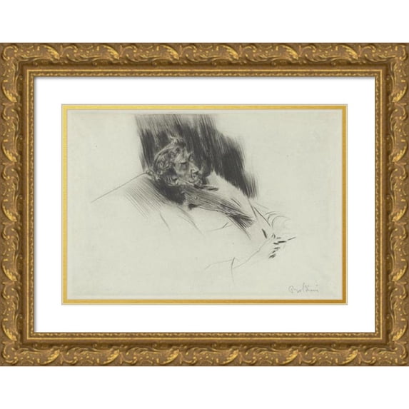 Giovanni Boldini 24x17 Gold Ornate Framed and Double Matted Museum Art Print Titled - Whistler Asleep (1897)